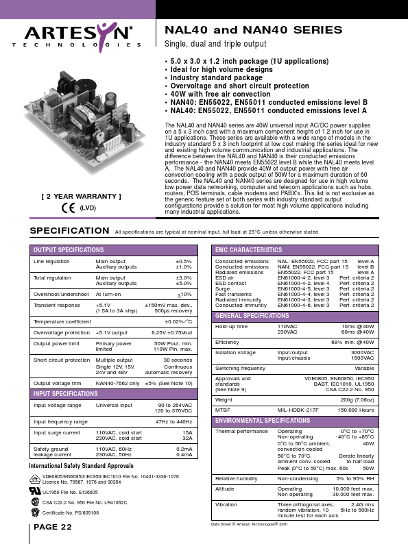 NAN40-7617 Artesyn