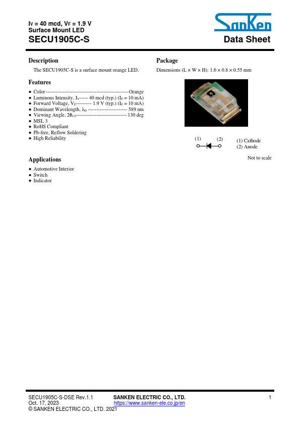 <?=SECU1905C-S?> डेटा पत्रक पीडीएफ