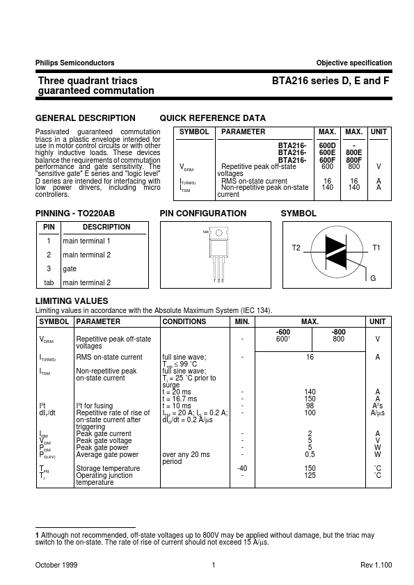 BTA216-600E NXP