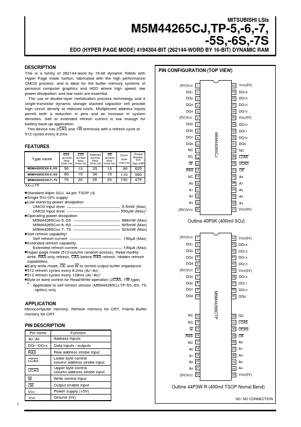 M5M44265CTP-7S Mitsubishi