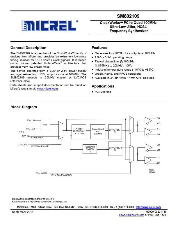 SM802109 Micrel Semiconductor