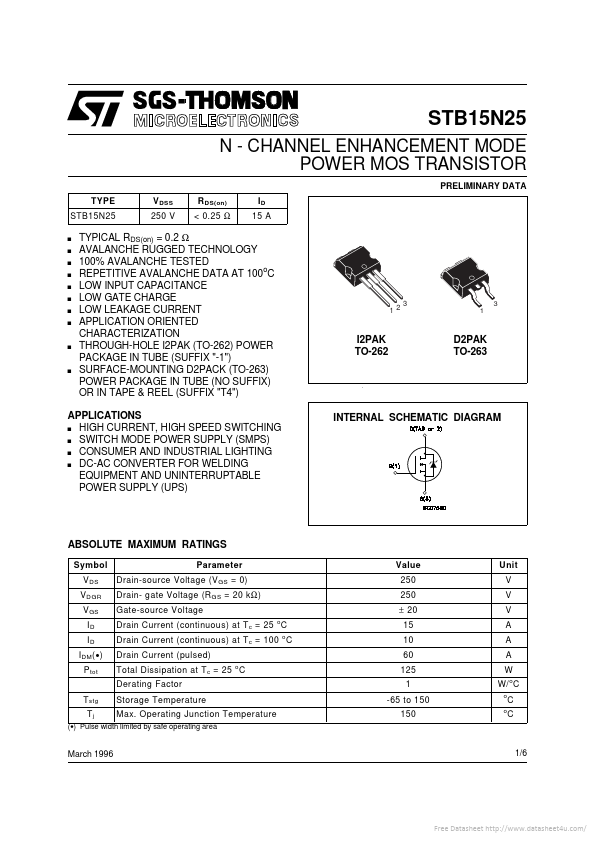 <?=STB15N25?> डेटा पत्रक पीडीएफ