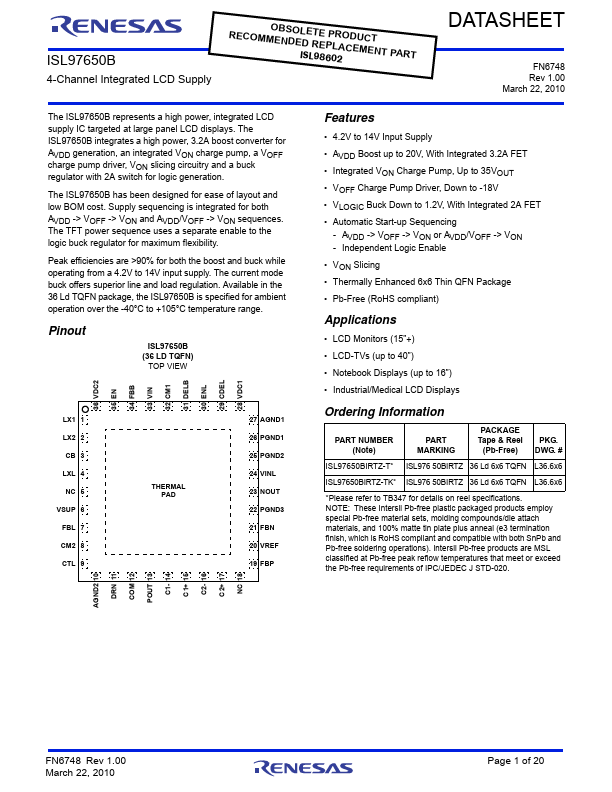 ISL97650B Renesas