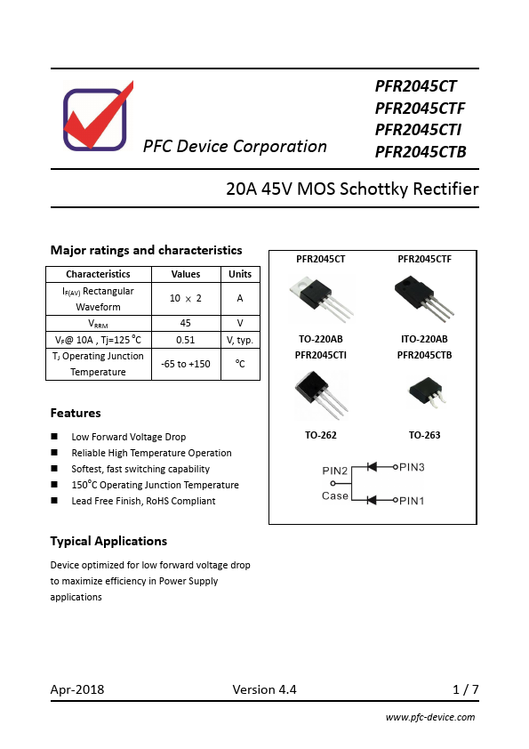 PFR2045CT PFC Device Corporation