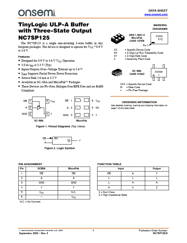 NC7SP125 ON Semiconductor
