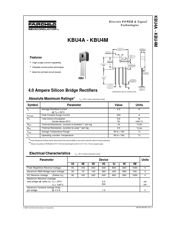 KBU4B Fairchild Semiconductor