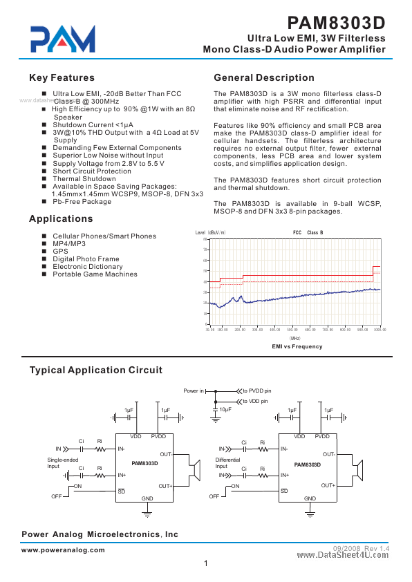 PAM8303D Power Analog Micoelectronics