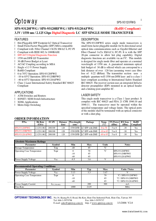 <?=SPS-93120FWG?> डेटा पत्रक पीडीएफ