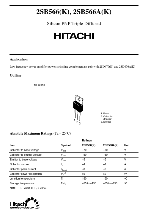2SB566A Hitachi Semiconductor