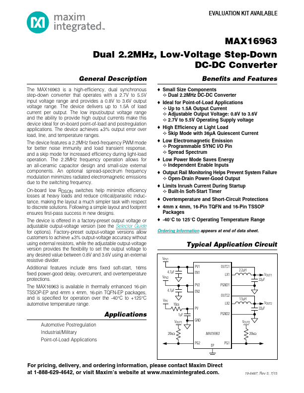 <?=MAX16963?> डेटा पत्रक पीडीएफ