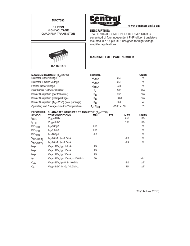 MPQ7093 Central Semiconductor