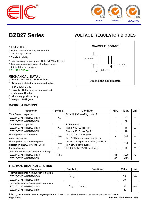 BZD27-C6V8 EIC