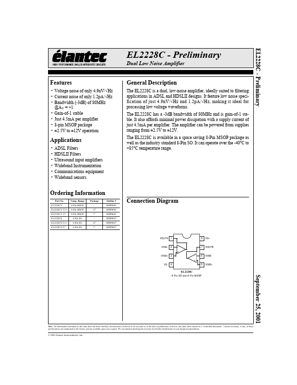 EL2228C Elantec Semiconductor