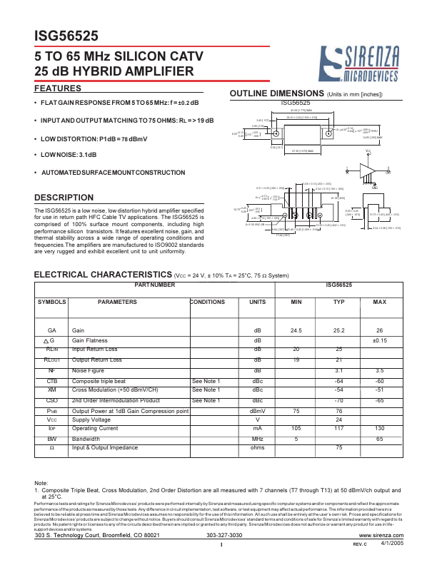 ISG56525 Sirenza Microdevices