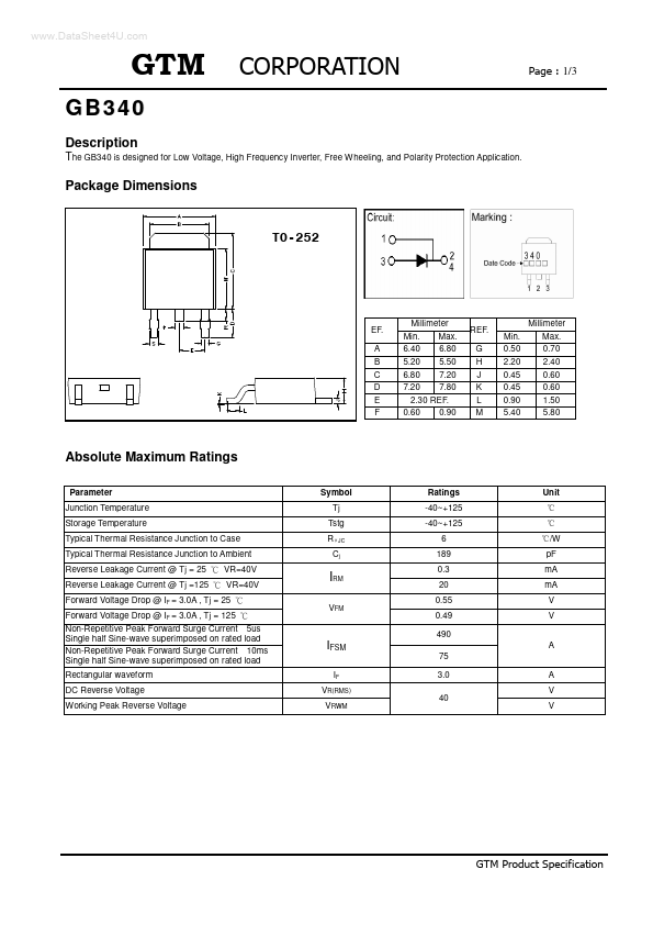 <?=GB340?> डेटा पत्रक पीडीएफ