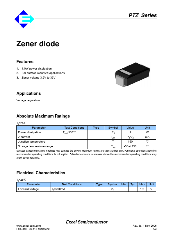 PTZ16B Excel Semiconductor