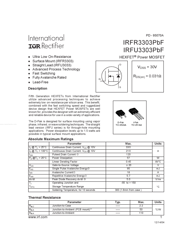 IRFU3303PBF International Rectifier