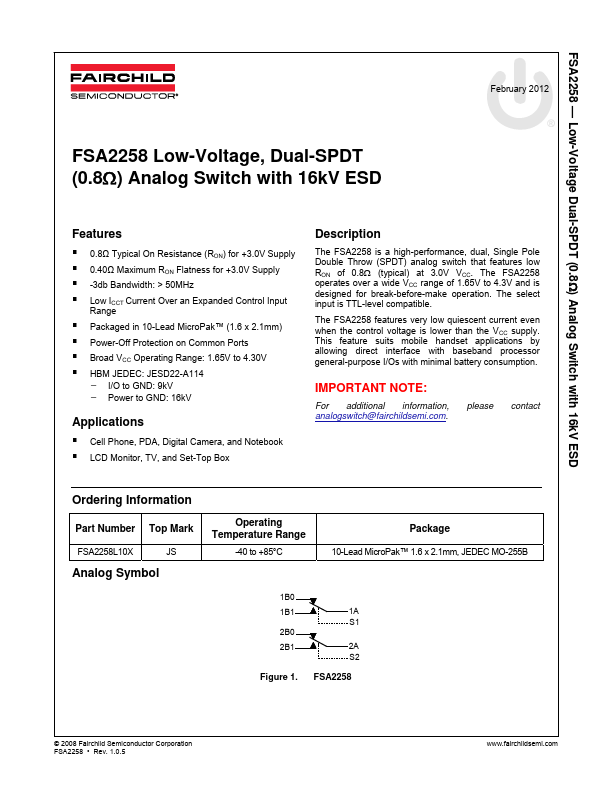 FSA2258 Fairchild Semiconductor