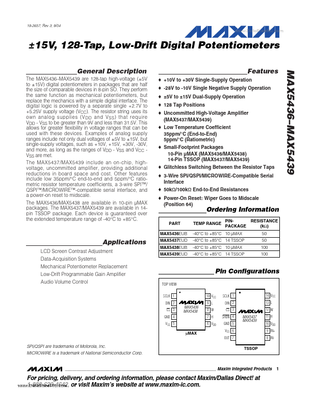 MAX5438 Maxim Integrated Products