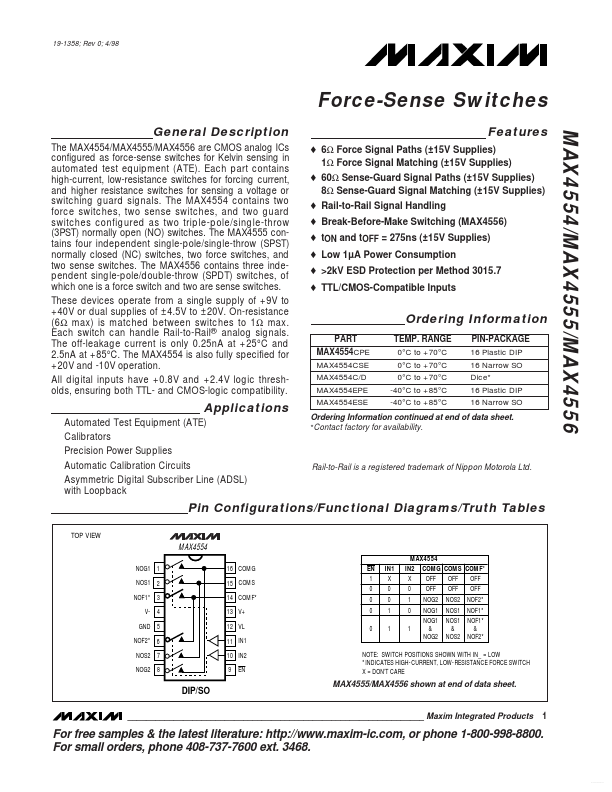 <?=MAX4555?> डेटा पत्रक पीडीएफ