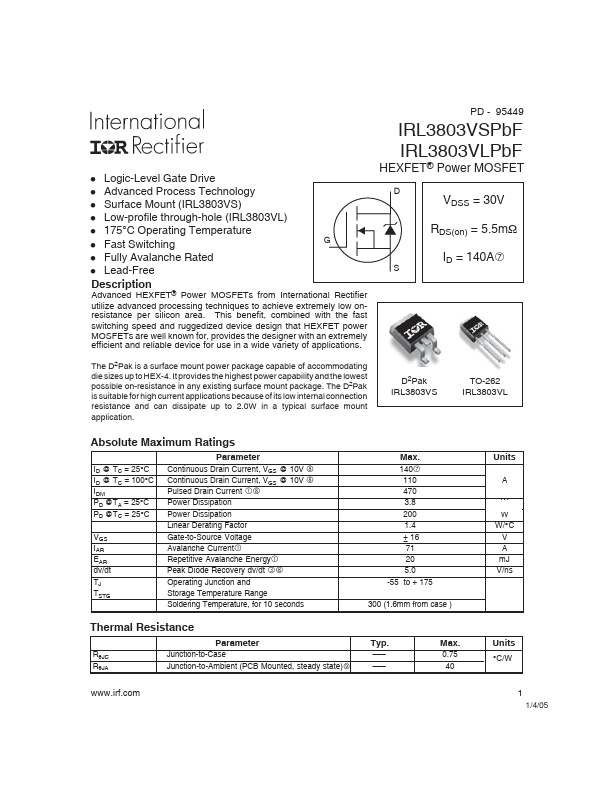 IRL3803VSPBF International Rectifier