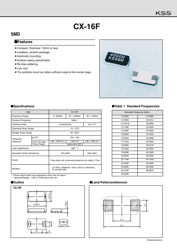 CX-16F Kyocera Kinseki Corpotation