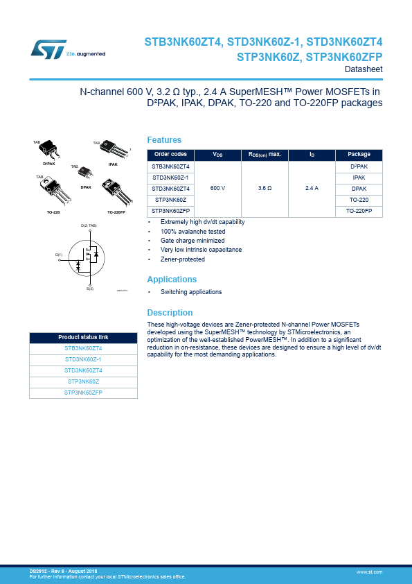 STD3NK60Z-1