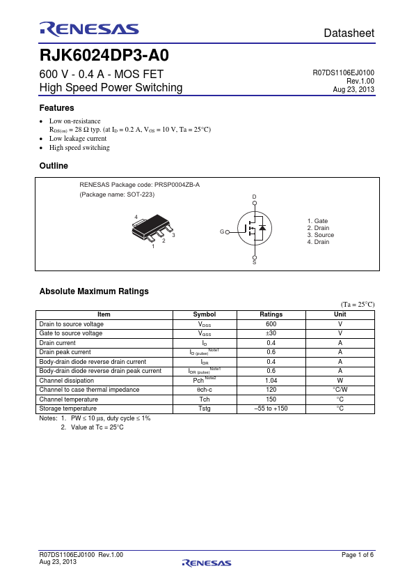 <?=RJK6024DP3-A0?> डेटा पत्रक पीडीएफ