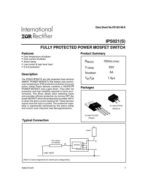 IPS021 International Rectifier