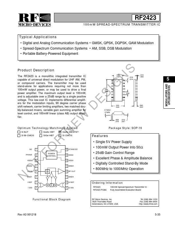 RF2423 RF Micro Devices