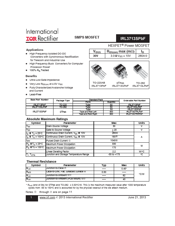 IRL3713SPbF International Rectifier