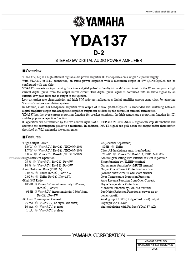 YDA137 YAMAHA CORPORATION