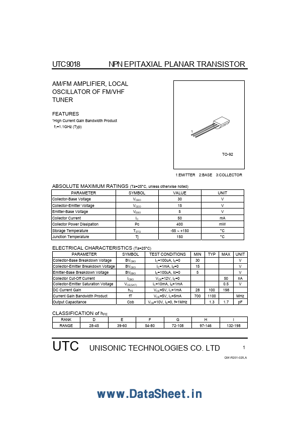 UTC9018 Unisonic Technologies