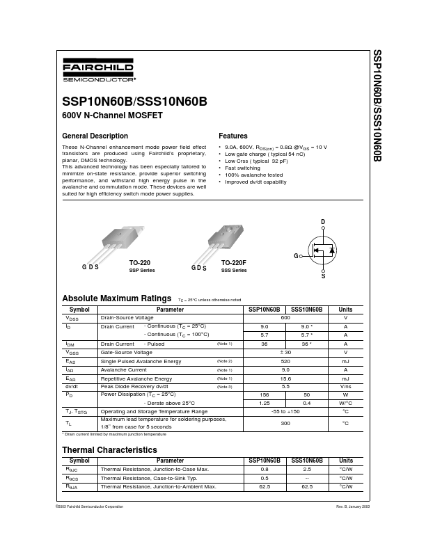 SSP10N60B Fairchild Semiconductor