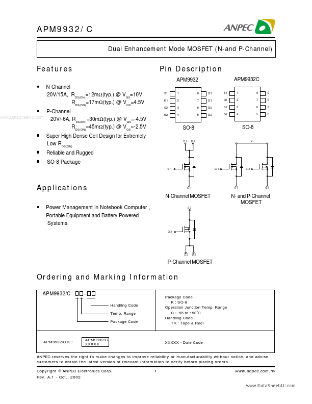 APM9932 Anpec Electronics Coropration