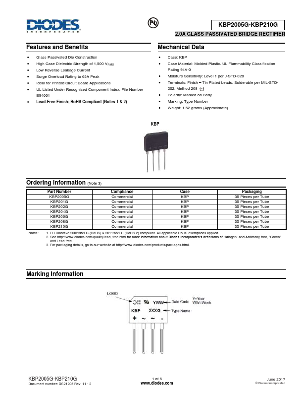 KBP210G Diodes