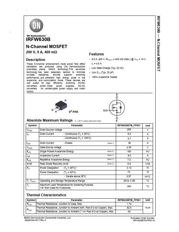 IRFW630B ON Semiconductor