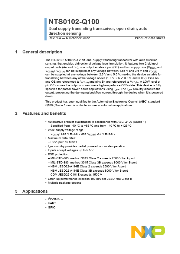 NTS0102-Q100 NXP