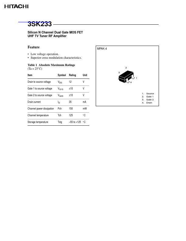 3SK233 Hitachi Semiconductor