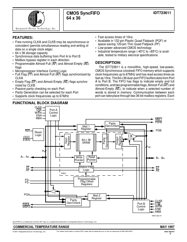 IDT723611 Integrated Device Technology