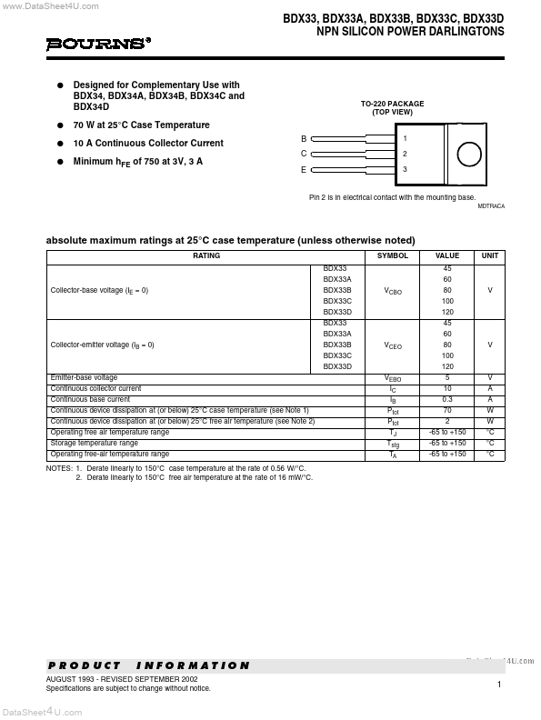 BDX33 Bourns Electronic Solutions