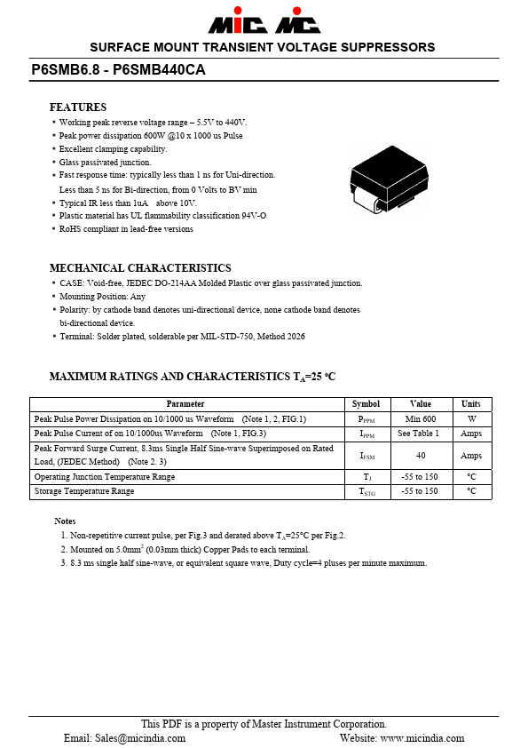 P6SMB62CA MIC