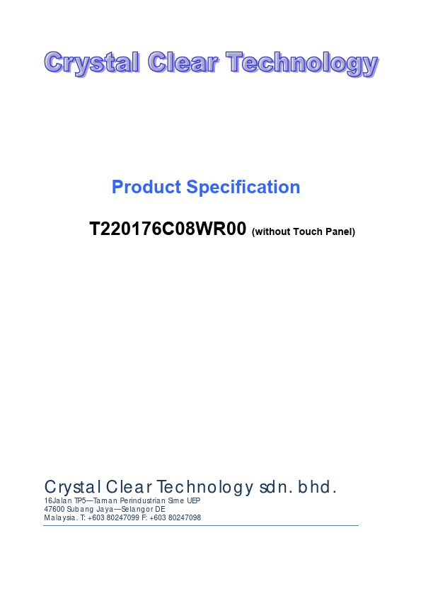 T220176C08WR00 Crystal Clear Technology