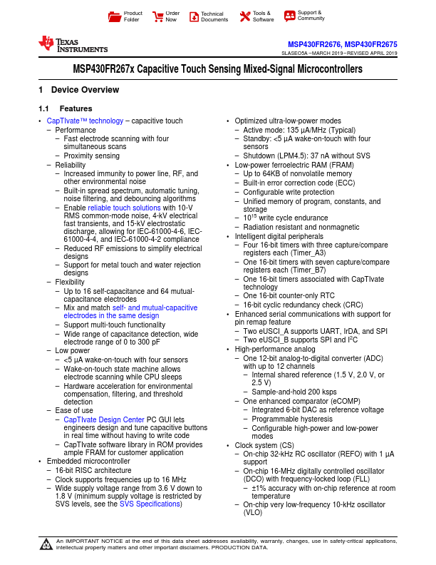 <?=MSP430FR2675?> डेटा पत्रक पीडीएफ