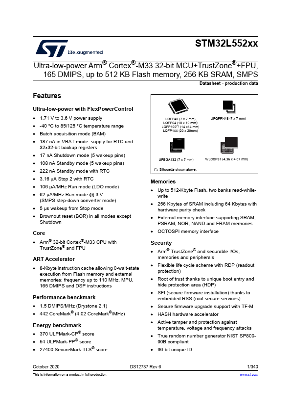 <?=STM32L552CE?> डेटा पत्रक पीडीएफ