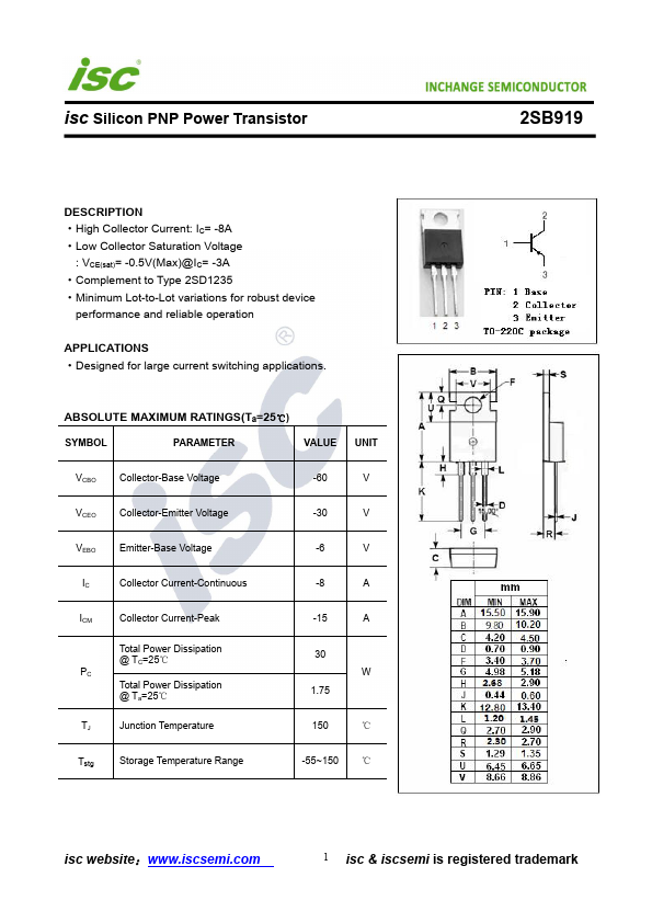 2SB919 INCHANGE