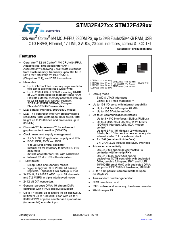 <?=STM32F429NG?> डेटा पत्रक पीडीएफ