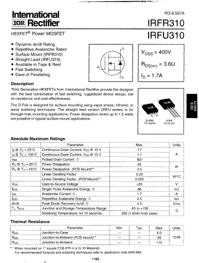 IRFU310 International Rectifier