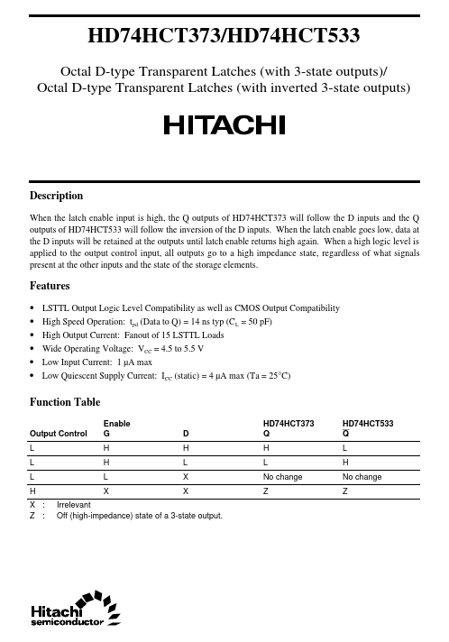 HD74HCT533 Hitachi Semiconductor