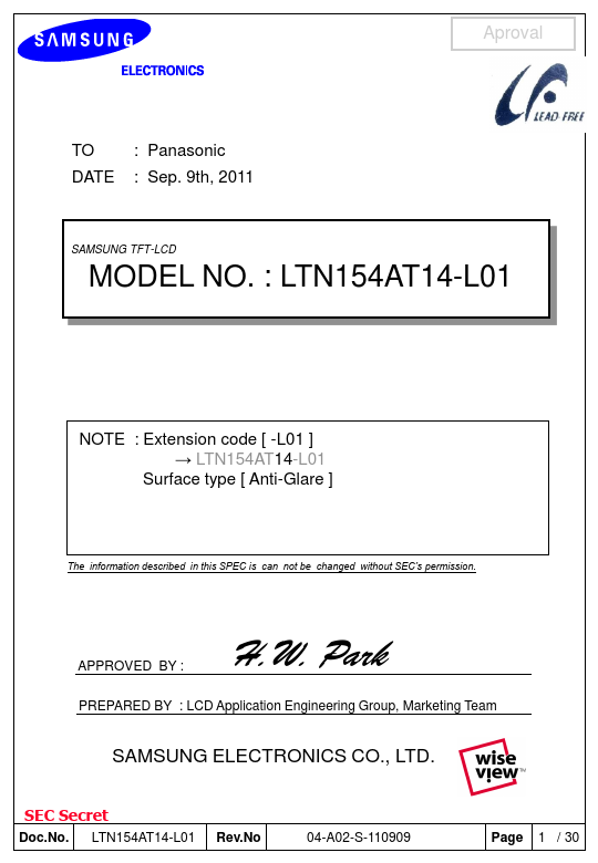 <?=LTN154AT14-L01?> डेटा पत्रक पीडीएफ